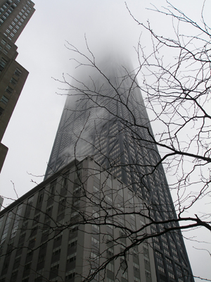 Chicago tower fog